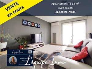 appartement à la vente -   31330  MERVILLE, surface 62 m2 vente appartement - APR714354